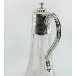 Victorian Silver Plated Claret Jug with Flaring Cut Clear Glass Body