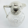 Hukin & Heath Silver Plated Claret Jug Embossed with Floral Mount and Cast Reeded Handle