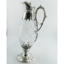 Unusual Style Silver Plated Claret Jug with Embossed Grape and Vine Pattern Mount
