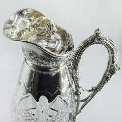 Unusual Style Silver Plated Claret Jug with Embossed Grape and Vine Pattern Mount