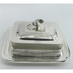 Victorian Martin & Hall & Co Silver Plated and Frosted Glass Sardine or Butter Dish