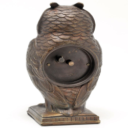 Bronze Statue of a Standing Owl with Clock