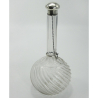 Elegant Victorian Silver and Glass Perfume Bottle with Pull Off Plain Domed Lid