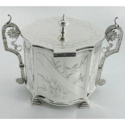 Good Quality Aesthetic Movement Silver Plated Oval Biscuit or Trinket Box
