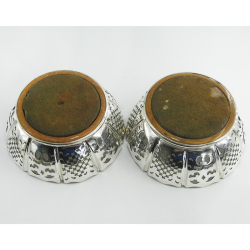 Pair of Victorian Silver Plated Round Deep Dish Shape Coasters
