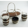 John Grinsell & Son Victorian Oak and Silver Plated Condiment Set