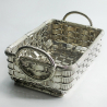 Decorative Silver Plated Rectangular Wicker Style Serving Dish