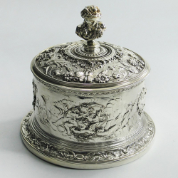 Victorian Elkington & Co Silver Plated Box Decorated with Butterflies Flowers and Winged Cherubs