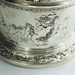 Victorian Elkington & Co Silver Plated Box Decorated with Butterflies Flowers and Winged Cherubs