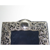 Decorative Edwardian Rectangular Silver Photo Frame with Pierced Scroll and Floral Border