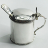 Victorian Silver Mustard Pot in a Circular Drum Form with Blue Glass Liner