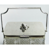 Impressive Large Rectangular Victorian Silver Plate and Cut Glass Box with Hinged Floral Engraved Lid