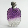 Victorian Siver and Cut Glass Hip Flask with an Amethyst and Clear Star Cut Body