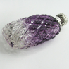 Victorian Siver and Cut Glass Hip Flask with an Amethyst and Clear Star Cut Body
