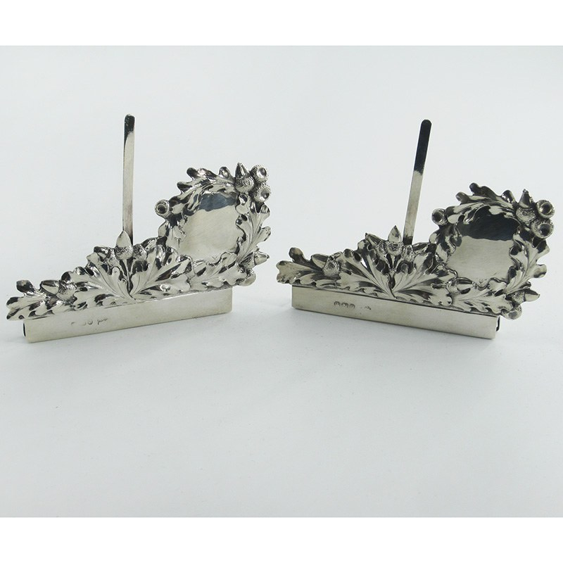 Decorative Pair of Large Victorian Silver Table Menu Holders