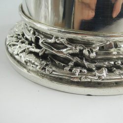 Victorian Silver Plated Barrel or Box with Three Animal Plaques and a Band Featuring Deers