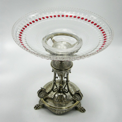 Elkington & Co Partial Gilt Comport with Cranberry and Clear Glass Circular Bowl