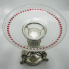 Victorian Elkington & Co Partial Gilt Comport with Cranberry and Clear Glass Circular Bowl