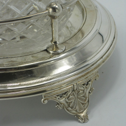 Victorian Cut Glass and Silver Plated Biscuit Barrel on Stand