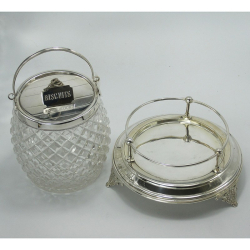 Victorian Cut Glass and Silver Plated Biscuit Barrel on Stand