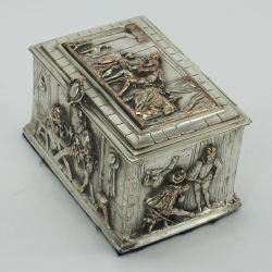 Victorian Silver Plated Trinket Box with a Scene of Courting Couples