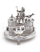 Antique Silver and Plate and Bronze Cruets, Salts and Condiment Sets
